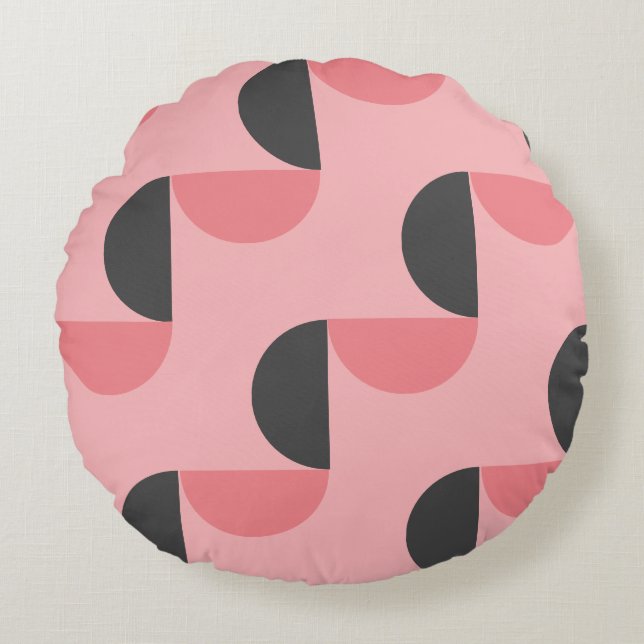 Mid-Century Modern Pink and gray     Round Pillow (Front)