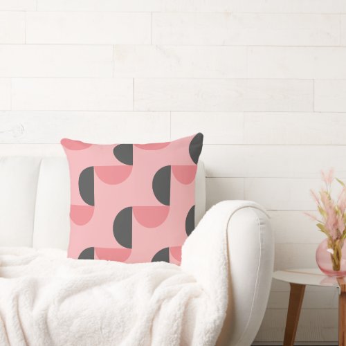 Mid_Century Modern Pink and gray      Throw Pillow