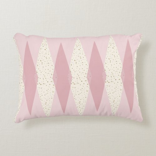 Mid Century Modern Pink Argyle Accent Pillow