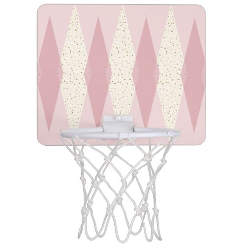 Mid Century Modern Pink Argyle Basketball Hoop