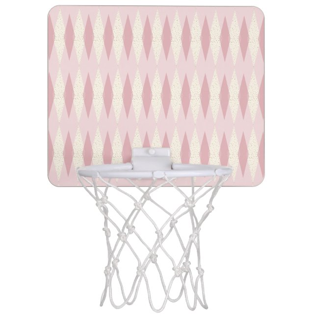 Mid Century Modern Pink Argyle Basketball Hoop (Front)
