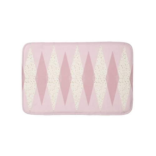 Mid Century Modern Pink Argyle Bath Mat