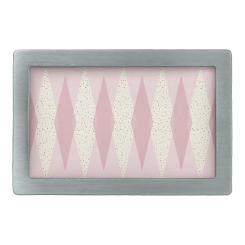 Mid Century Modern Pink Argyle Belt Buckle