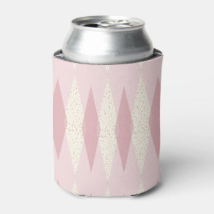 Mid Century Modern Pink Argyle Can Cooler