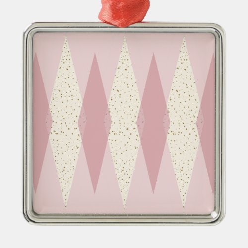 Mid Century Modern Pink Argyle Christmas Ornament