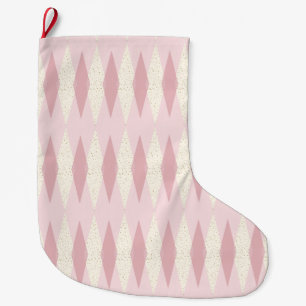 Mid Century Modern Pink Argyle Christmas Stocking