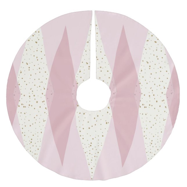 Mid Century Modern Pink Argyle Christmas Tree Skir Brushed Polyester Tree Skirt (Front)