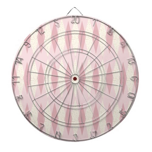 Mid Century Modern Pink Argyle Dart Board