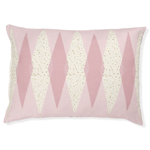 Mid Century Modern Pink Argyle Dog Bed