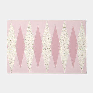 Mid Century Modern Pink Argyle Door Mat