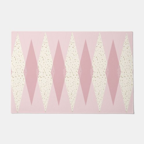Mid Century Modern Pink Argyle Door Mat