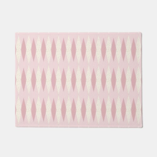 Mid Century Modern Pink Argyle Door Mat