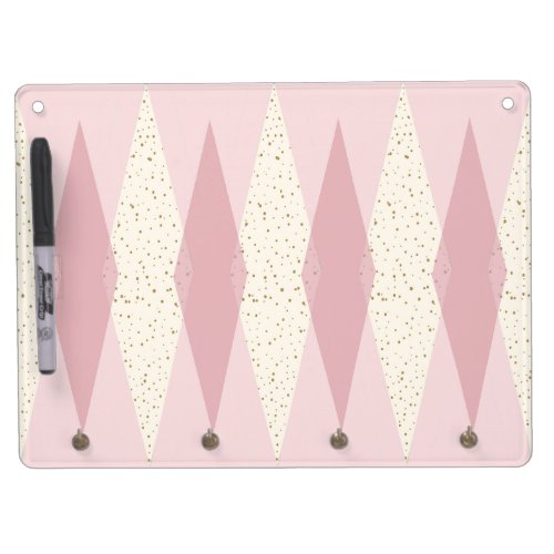Mid Century Modern Pink Argyle Dry Erase Board