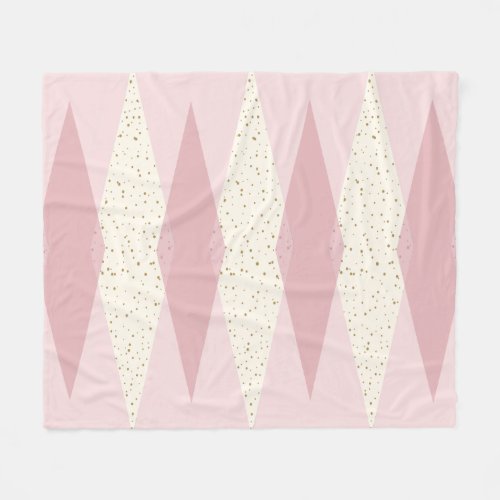 Mid Century Modern Pink Argyle Fleece Blanket