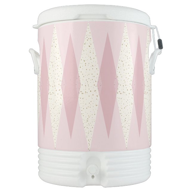 Mid Century Modern Pink Argyle Igloo Cooler (Front)