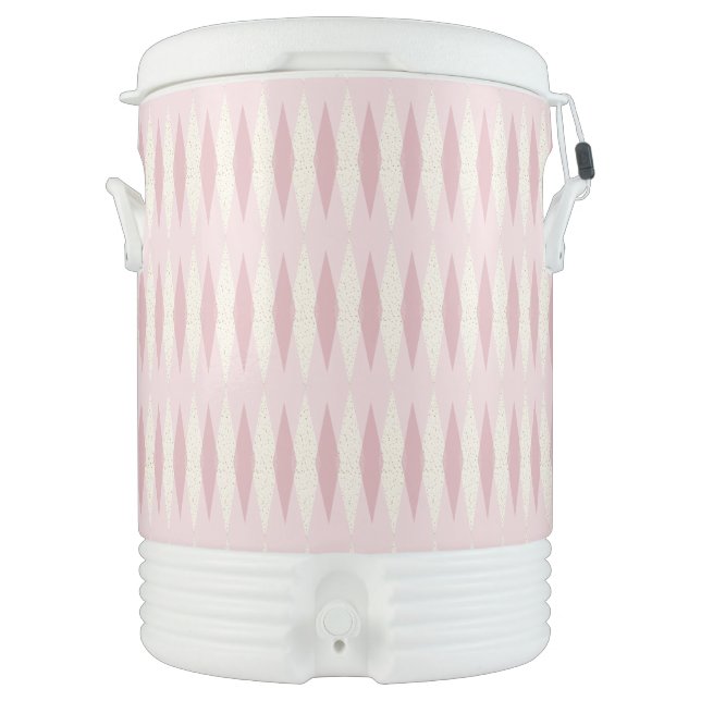 Mid Century Modern Pink Argyle Igloo Cooler (Front)
