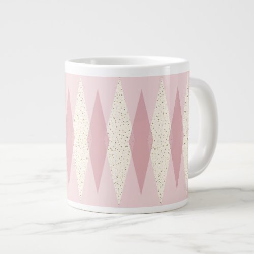 Mid Century Modern Pink Argyle Jumbo Mug