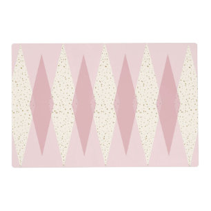 Mid Century Modern Pink Argyle Laminated Placemat