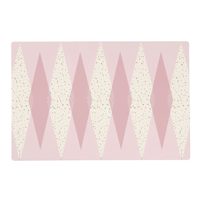 Mid Century Modern Pink Argyle Laminated Placemat (Front)