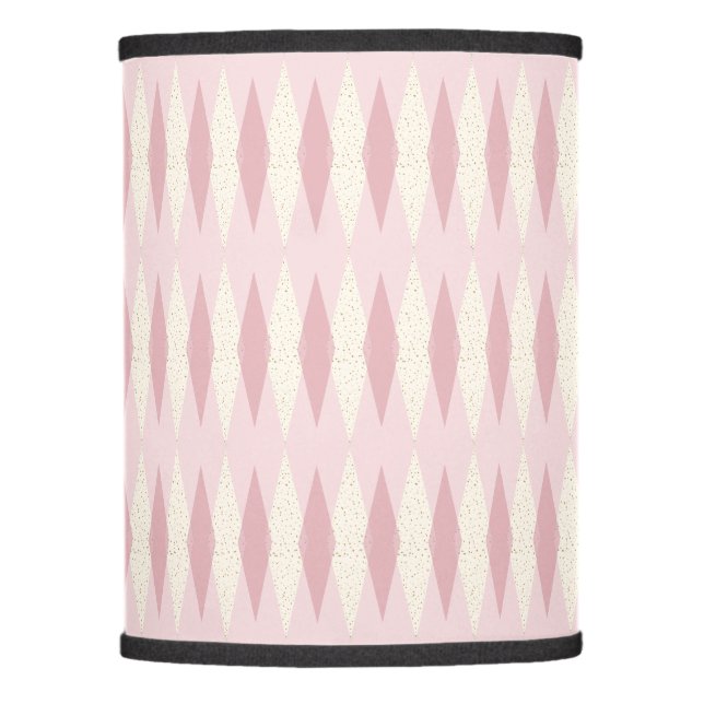 Mid Century Modern Pink Argyle Lamp Shade (Front)