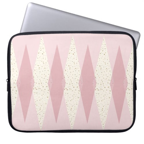 Mid Century Modern Pink Argyle Laptop Sleeve