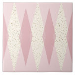 Mid Century Modern Pink Argyle Large Ceramic Tile<br><div class="desc">This Mid Century Modern Pink Argyle Large Ceramic Tile (large print) features a First Lady pink background and a pattern of mod, translucent, blush diamonds overlaying larger, vintage cream diamonds with gold colored, space age speckles. This minimalist inspired, deconstructed argyle is a simplistic throwback of the larger than life atomic...</div>