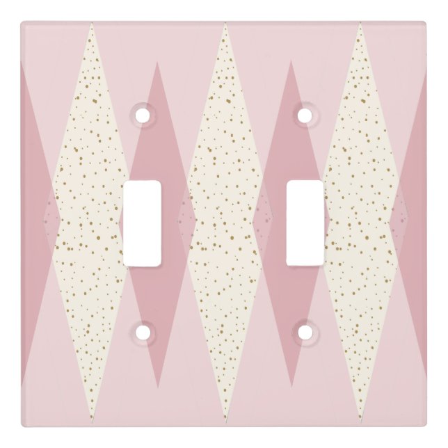 Mid Century Modern Pink Argyle Light Switch Cover (Front)