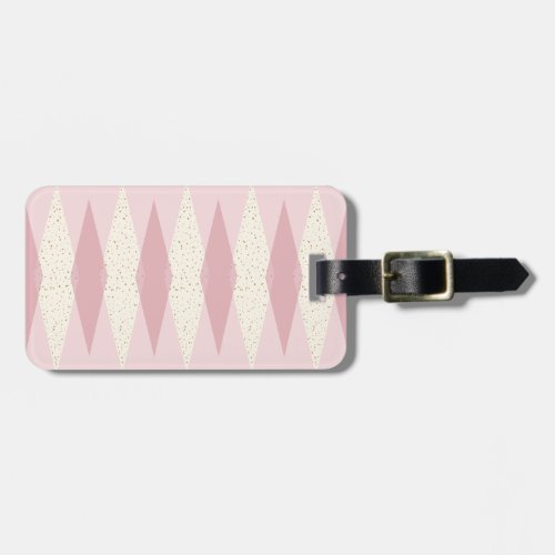 Mid Century Modern Pink Argyle Luggage Tag