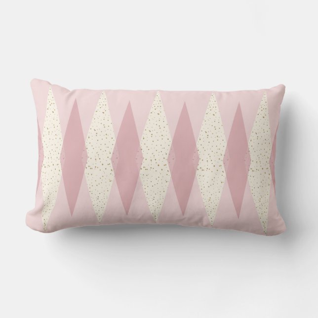 Mid Century Modern Pink Argyle Lumbar Pillow (Front)