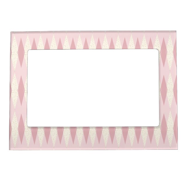 Mid Century Modern Pink Argyle Magnetic Frame (Front)