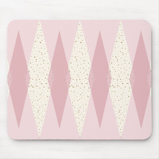Mid Century Modern Pink Argyle Mousepad (Front)