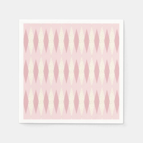 Mid Century Modern Pink Argyle Paper Napkins