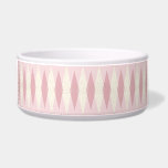Mid Century Modern Pink Argyle Pet Bowl<br><div class="desc">This Mid Century Modern Pink Argyle Ceramic Pet Bowl features a First Lady pink background and a pattern of mod, translucent, blush diamonds overlaying larger, vintage cream diamonds with gold colored, space age speckles. This minimalist inspired, deconstructed argyle is a simplistic throwback of the larger than life atomic era that...</div>