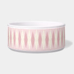 Mid Century Modern Pink Argyle Pet Bowl<br><div class="desc">This Mid Century Modern Pink Argyle Ceramic Pet Bowl features a First Lady pink background and a pattern of mod, translucent, blush diamonds overlaying larger, vintage cream diamonds with gold colored, space age speckles. This minimalist inspired, deconstructed argyle is a simplistic throwback of the larger than life atomic era that...</div>