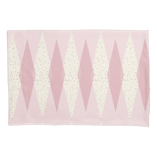 Mid Century Modern Pink Argyle Pillowcase