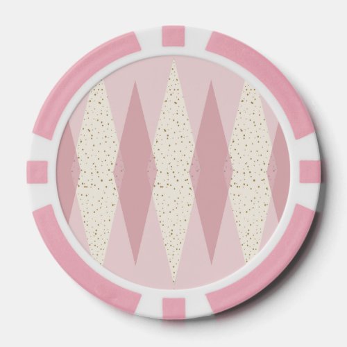 Mid Century Modern Pink Argyle Poker Chip