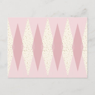 Mid Century Modern Pink Argyle Postcard