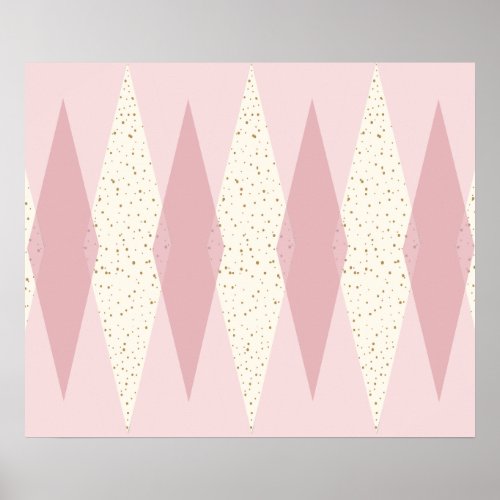 Mid Century Modern Pink Argyle Poster