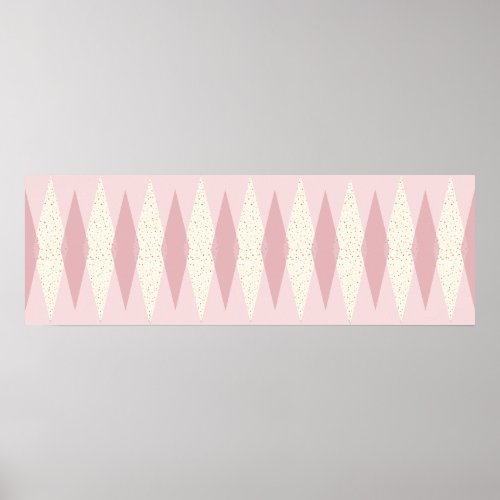 Mid Century Modern Pink Argyle Poster