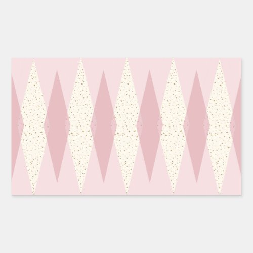 Mid Century Modern Pink Argyle Rectangle Stickers