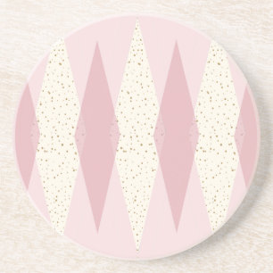 Mid Century Modern Pink Argyle Sandstone Coaster