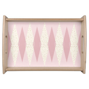 Mid Century Modern Pink Argyle Serving Tray
