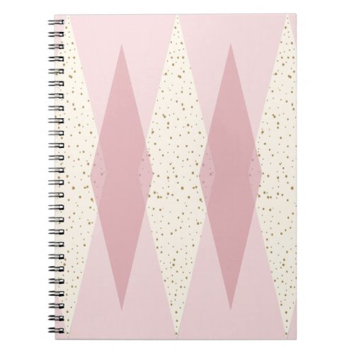 Mid Century Modern Pink Argyle Spiral Notebook