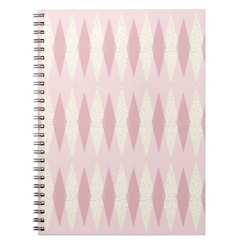 Mid Century Modern Pink Argyle Spiral Notebook