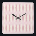 Mid Century Modern Pink Argyle Square Wall Clock<br><div class="desc">This Mid Century Modern Pink Argyle Square Acrylic Wall Clock pattern features a First Lady pink background and a pattern of mod, translucent, blush diamonds overlaying larger, vintage cream diamonds with gold colored, space age speckles. This minimalist inspired, deconstructed argyle is a simplistic throwback of the larger than life atomic...</div>