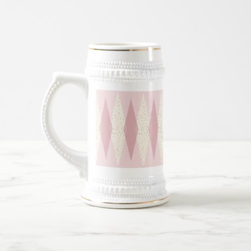 Mid Century Modern Pink Argyle Stein