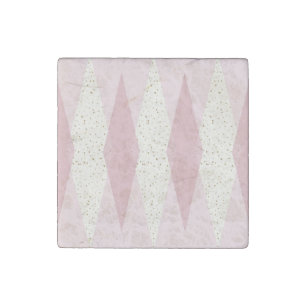 Mid Century Modern Pink Argyle Stone Magnet