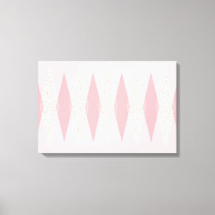 Mid Century Modern Pink Argyle Stretched Canvas Print
