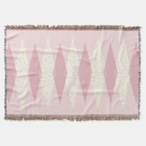 Mid Century Modern Pink Argyle Throw Blanket