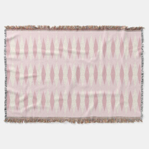 Mid Century Modern Pink Argyle Throw Blanket